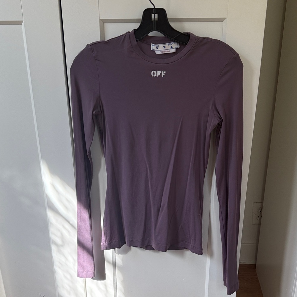 Off-White Slim Long Sleeve Crew Top - Mauve